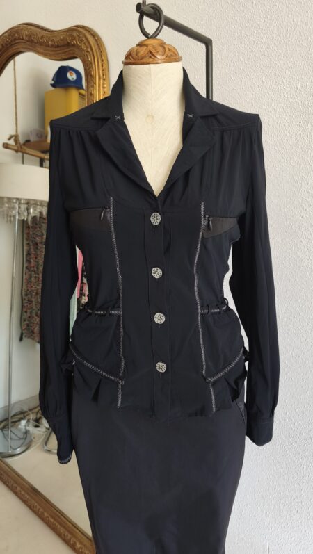 Veste vintage corset noire – Années 2000 – Taille 38