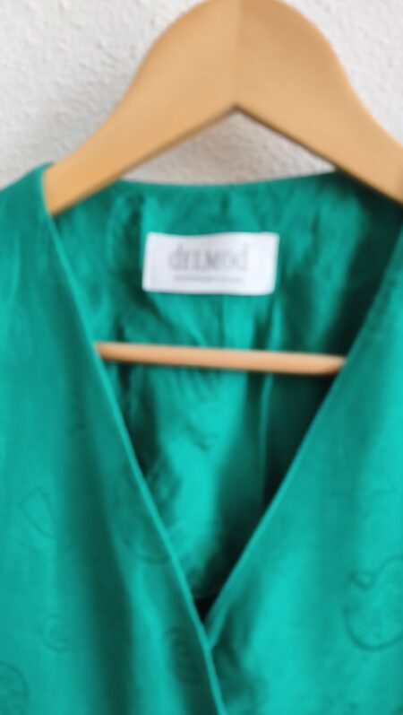 Blouse vintage verte motif coquillages – Taille 44