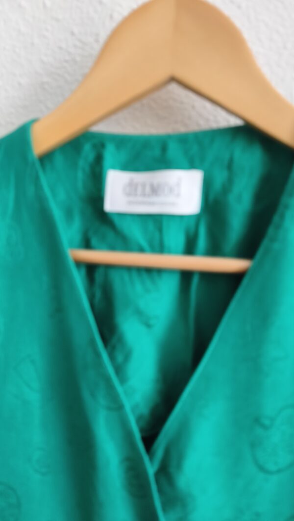 Blouse vintage verte motif coquillages – Taille 44