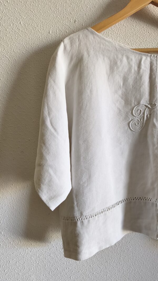 Top Rose & Marie en coton ancien brodé – Taille unique