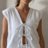 Gilet à nouettes en coton et lin ancien – Rose & Marie – Taille 42/44
