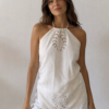 Top dos-nu en coton et lin ancien brodé – Rose & Marie – Taille 36 à 44