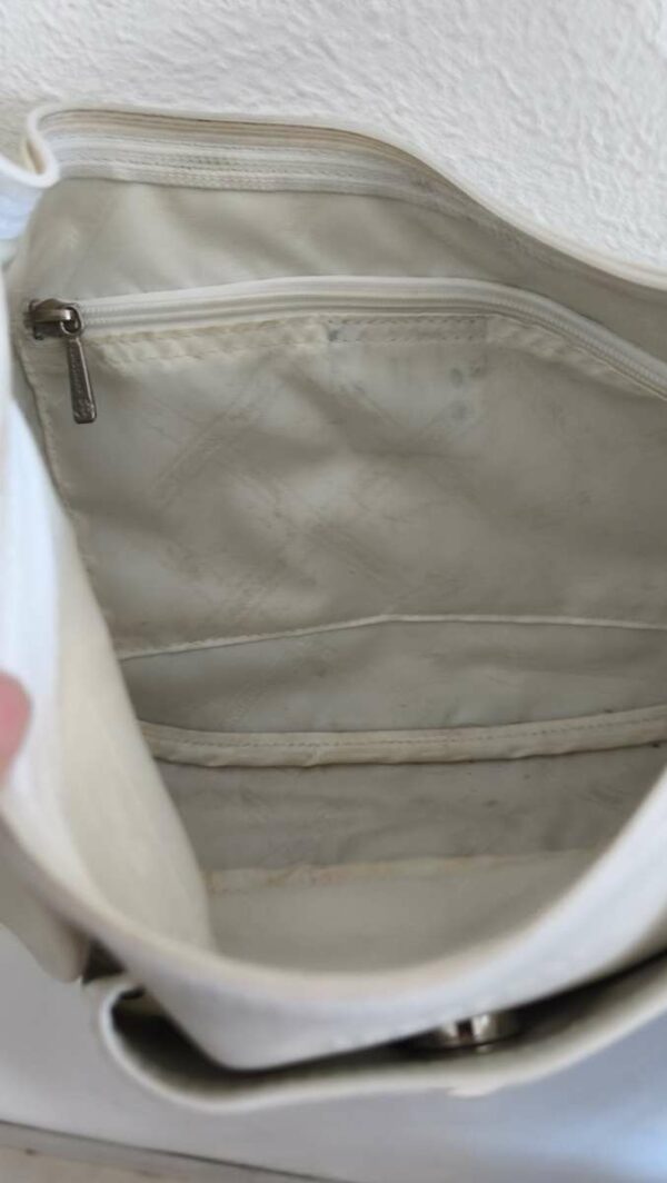 Sac Longchamp en cuir blanc – Porté épaule
