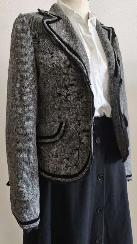 Veste vintage brodée en coton – Taille 38