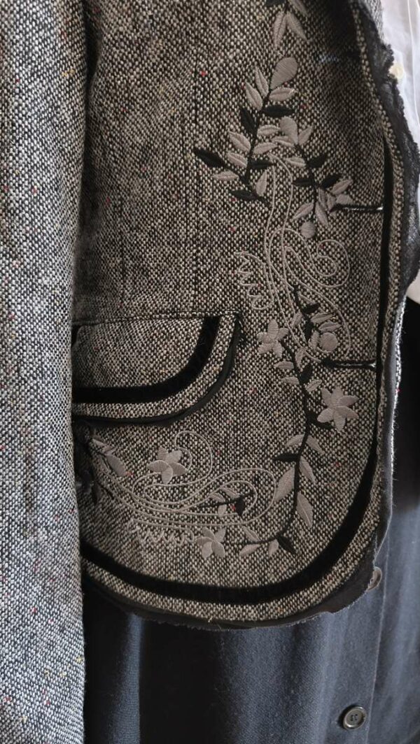 Veste vintage brodée en coton – Taille 38