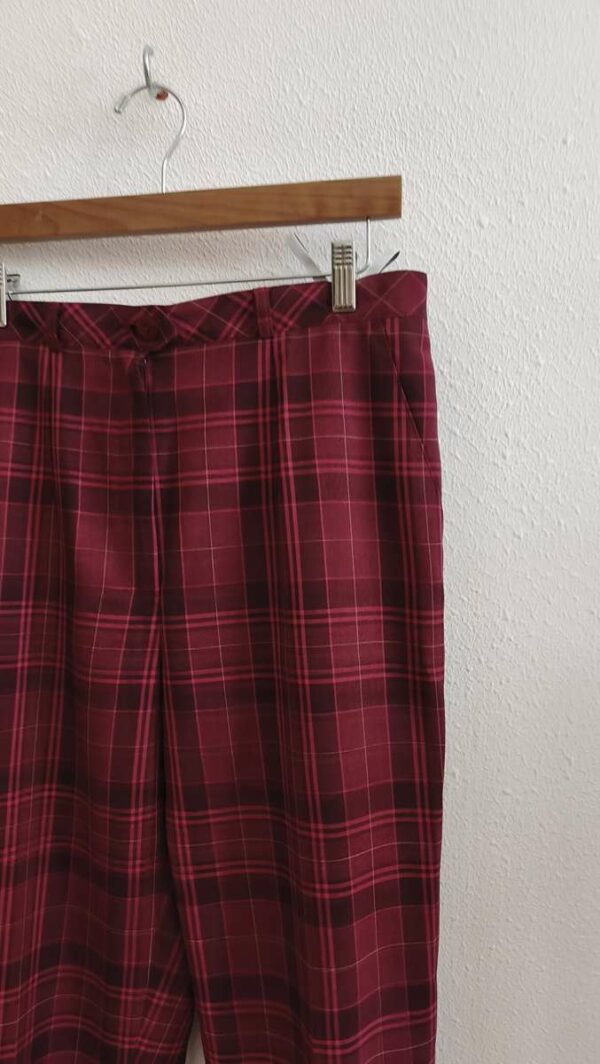 Tailleur pantalon vintage à carreaux roses – Taille 40/42