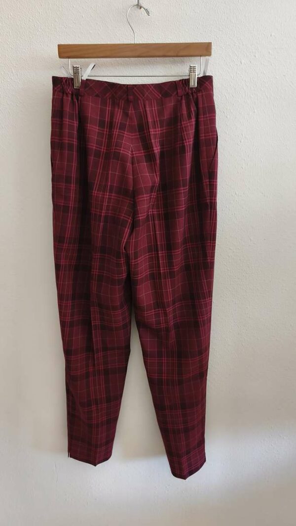 Tailleur pantalon vintage à carreaux roses – Taille 40/42