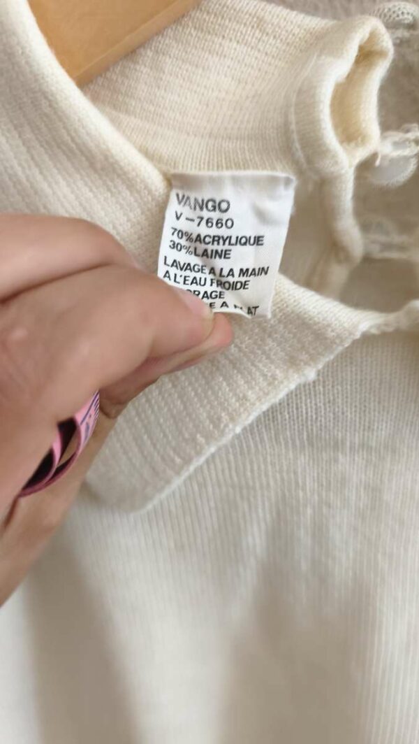 Pull vintage beige en laine mélangée – Taille 40