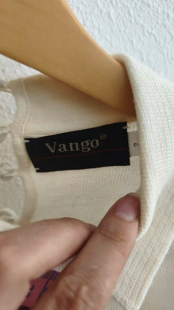 Pull vintage beige en laine mélangée – Taille 40