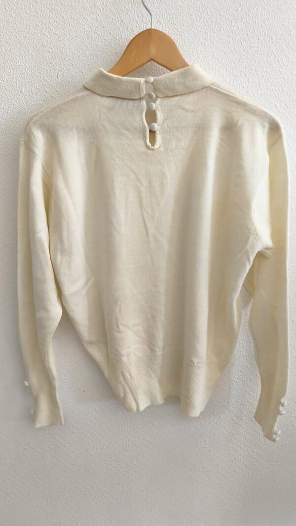 Pull vintage beige en laine mélangée – Taille 40