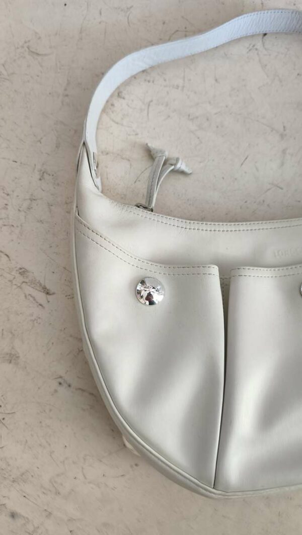 Sac Longchamp en cuir blanc – Porté épaule