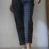 Pantalon vintage à carreaux gris en laine – Taille 42