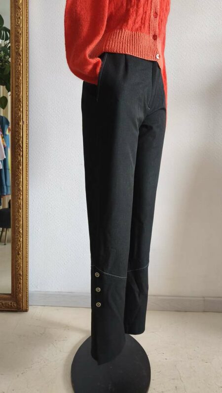 Pantalon vintage noir à boutons – Taille 38