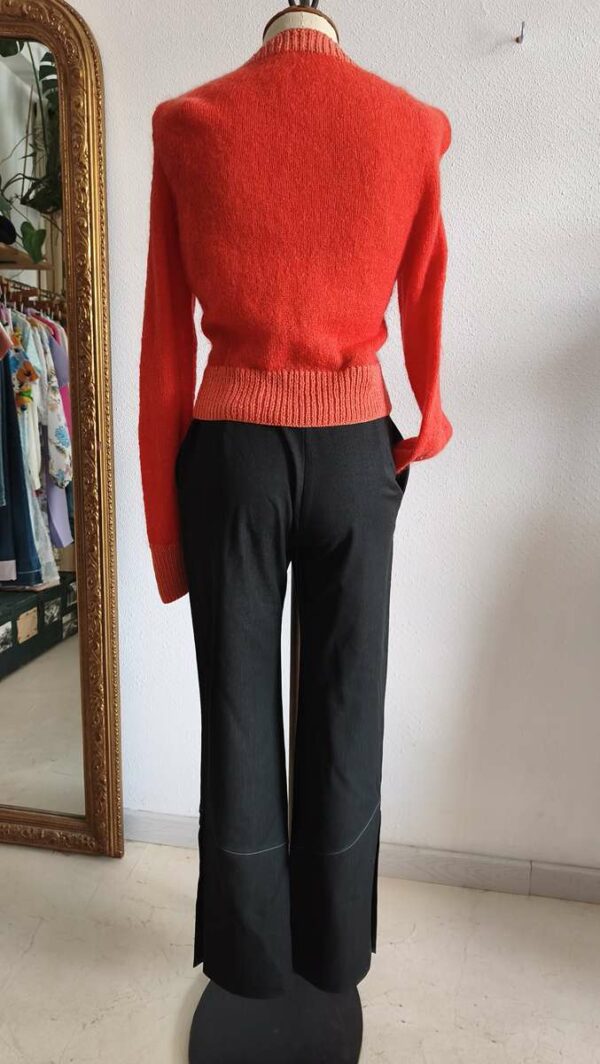 Pantalon vintage noir à boutons – Taille 38