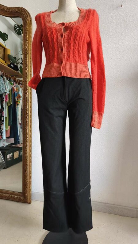 Pantalon vintage noir à boutons – Taille 38