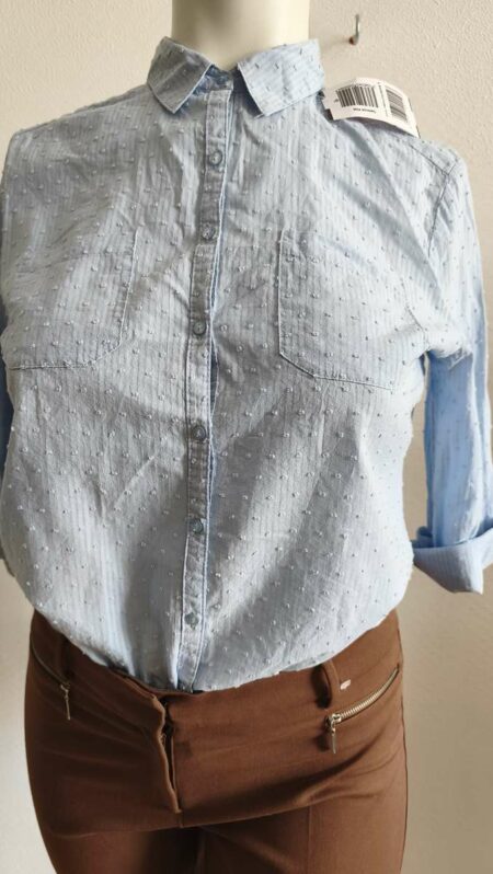 Chemisier bleu ciel en coton plumetis – Taille 46