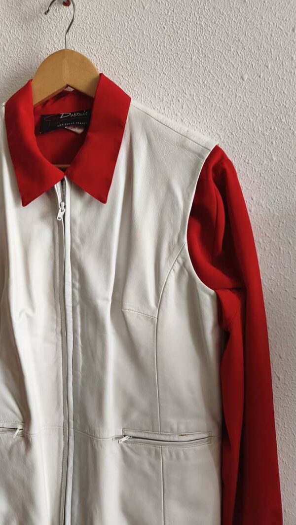 Gilet sans manches vintage en cuir d’agneau blanc – Taille 40/42