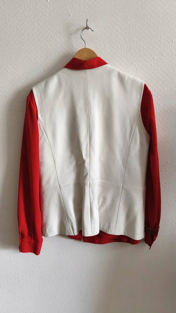 Gilet sans manches vintage en cuir d’agneau blanc – Taille 40/42