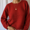 Pull vintage rouge en laine – Taille 42