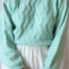 Pull vintage tricoté menthe en laine – Taille 40/42