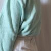 Pull vintage tricoté menthe en laine – Taille 40/42