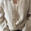 Cardigan vintage en laine écru – Taille 42