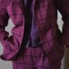 Tailleur pantalon vintage à carreaux roses – Taille 40/42