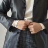 Veste blazer vintage en cuir d’agneau noir – Taille 40/42