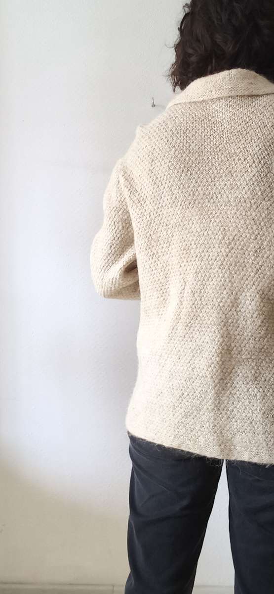 Cardigan vintage en laine écru – Taille 42