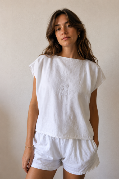 Top en coton brodé – Rose & Marie – Taille 40/42/44