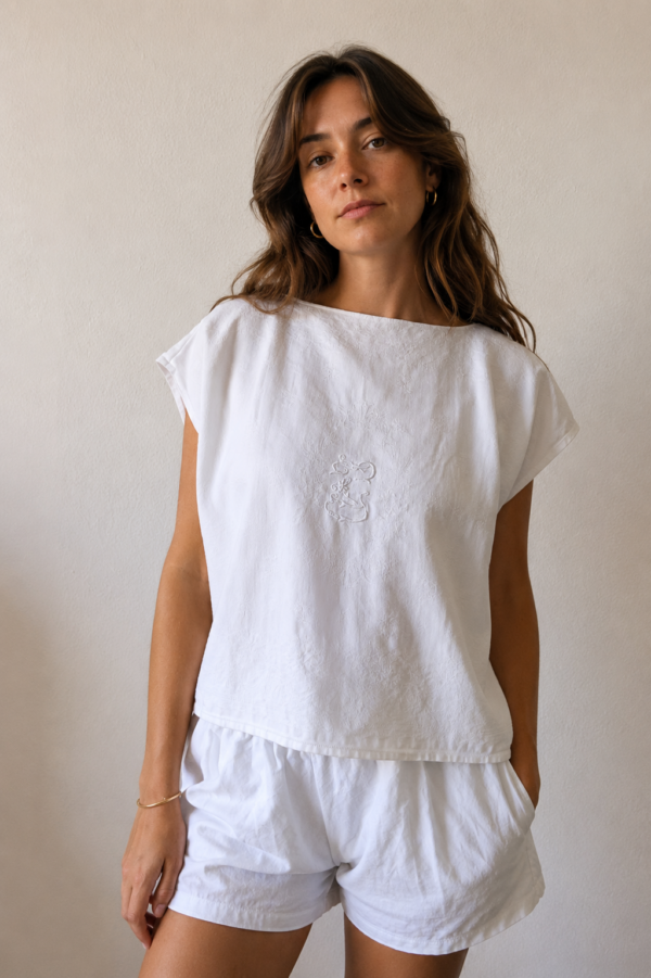 Top en coton brodé – Rose & Marie – Taille 40/42/44