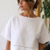 Top Rose & Marie en coton ancien brodé