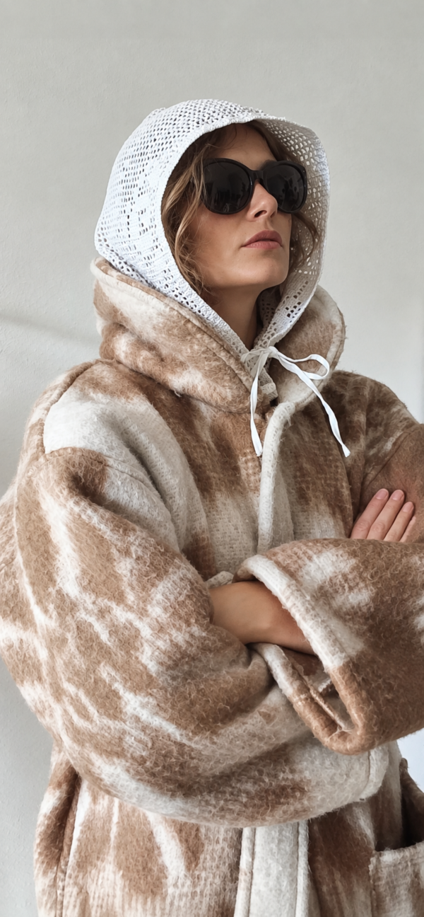 Cagoule femme en napperon crocheté – Pièce unique Rose & Marie – 49 €