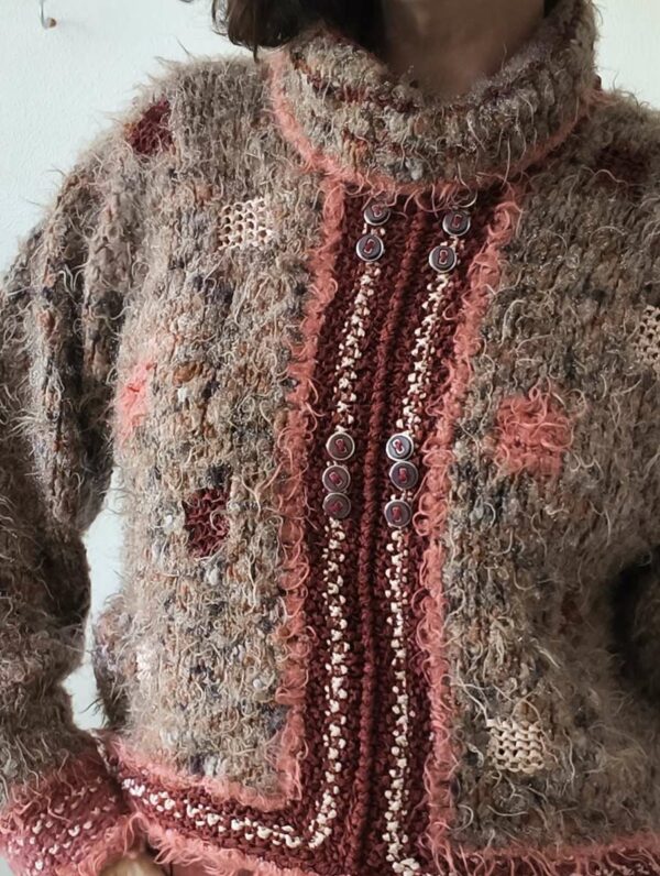 pull vintage tricoté main femme