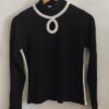 Pull vintage noir et blanc esprit Courrèges en laine mérinos – taille 36