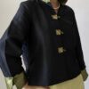 Veste vintage japonisante noire et verte – taille 40/42 – 19 €