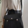 Sac cartable vintage en cuir noir – Bandoulière