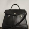 Sac cartable vintage en cuir noir – Bandoulière