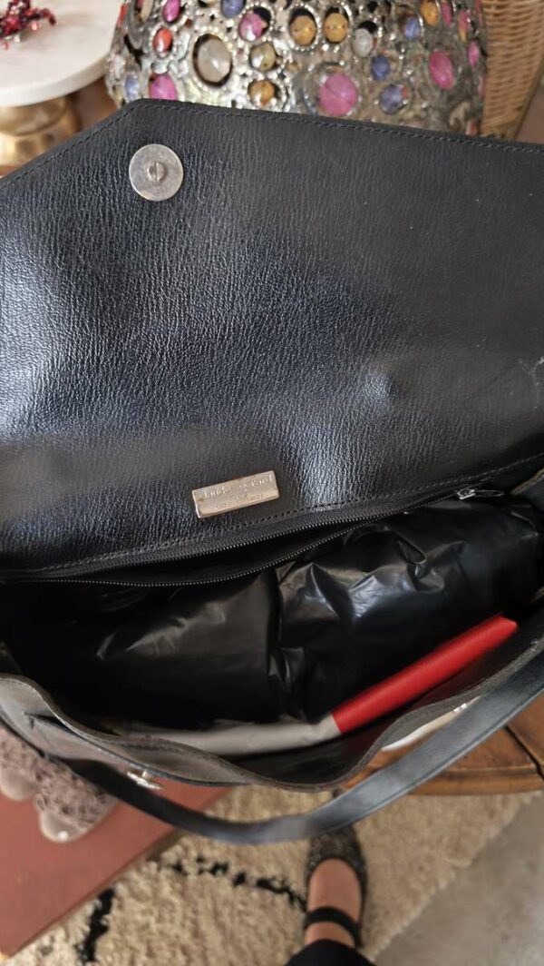 Sac cartable vintage en cuir noir – Bandoulière
