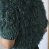 Pull vintage tricoté à franges bleu canard – Taille 38/40