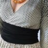 Robe midi à pois noire et écrue – Taille 40