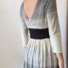 Robe midi à pois noire et écrue – Taille 40