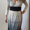 Robe midi à pois noire et écrue – Taille 40