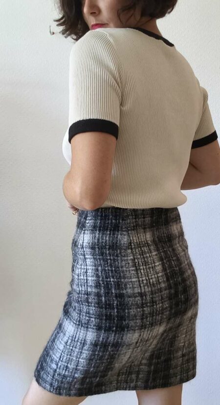 Top en maille écru et noir Vila – Taille L