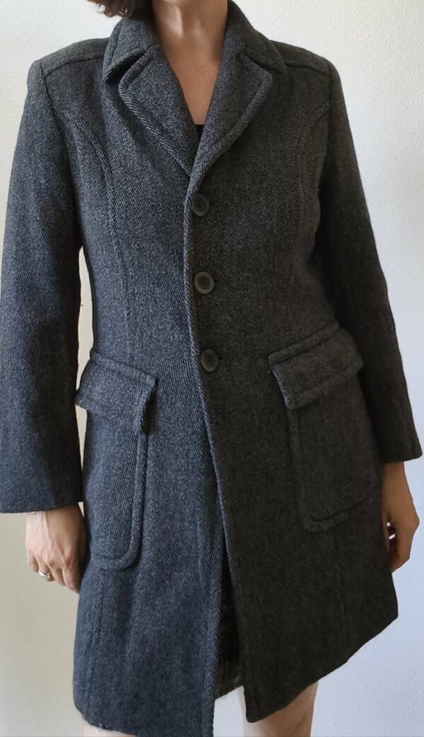 Manteau vintage gris laine & cachemire Made in Italy – Taille 40