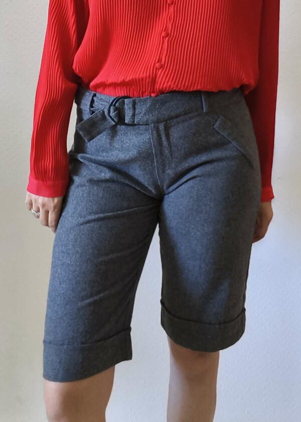 Bermuda vintage gris en laine – Taille 42