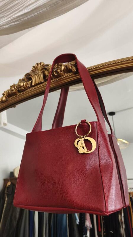 Sac à main rouge vintage années 2000 – 27 × 22 cm
