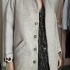 Manteau beige en laine détails léopard – Taille M 38/40