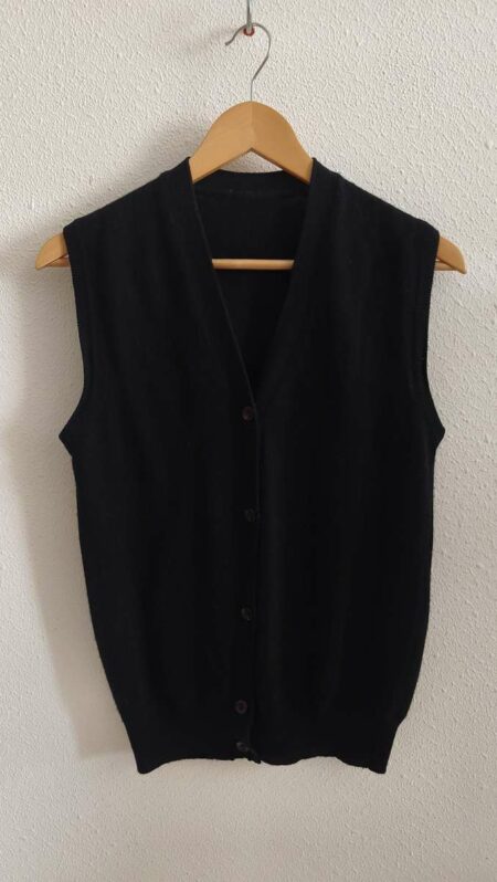 Gilet sans manches vintage 100 % laine noir – Taille 38