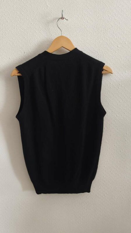 Gilet sans manches vintage 100 % laine noir – Taille 38